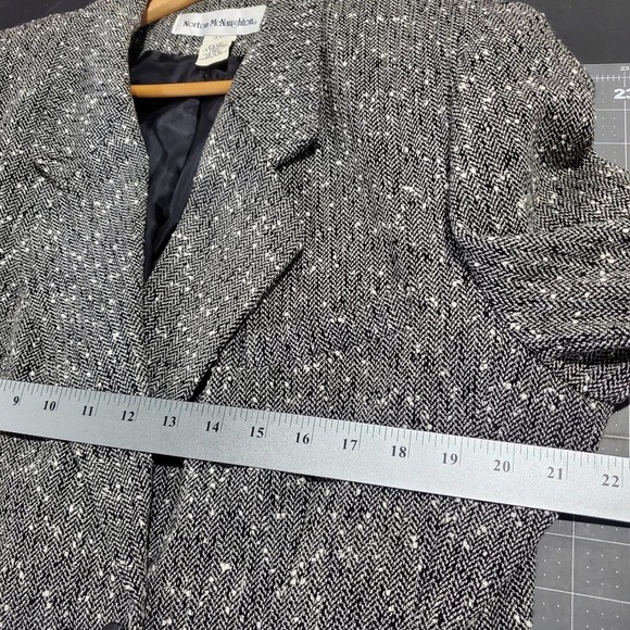 Norton McNaughton Vintage Blazer Womens 16 Wool Gray Speckled Double Breasted - Picture 11 of 11
